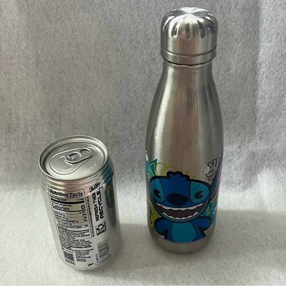 NEW Lilo & STITCH Metal Water Bottle 13.5 oz Disney Store Silver Color - Picture 7 of 8